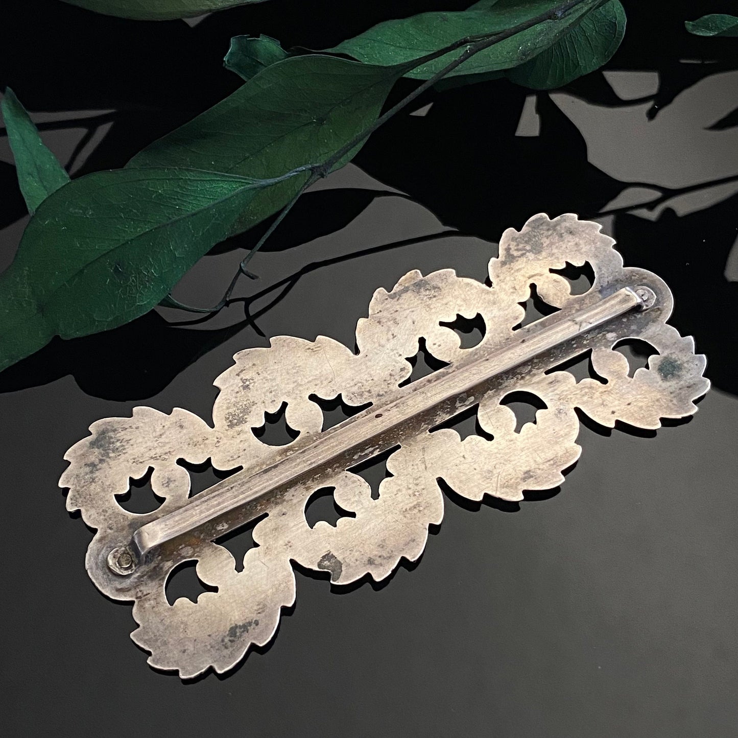 Antique Victorian Engraved Sterling Silver Slide Buckle