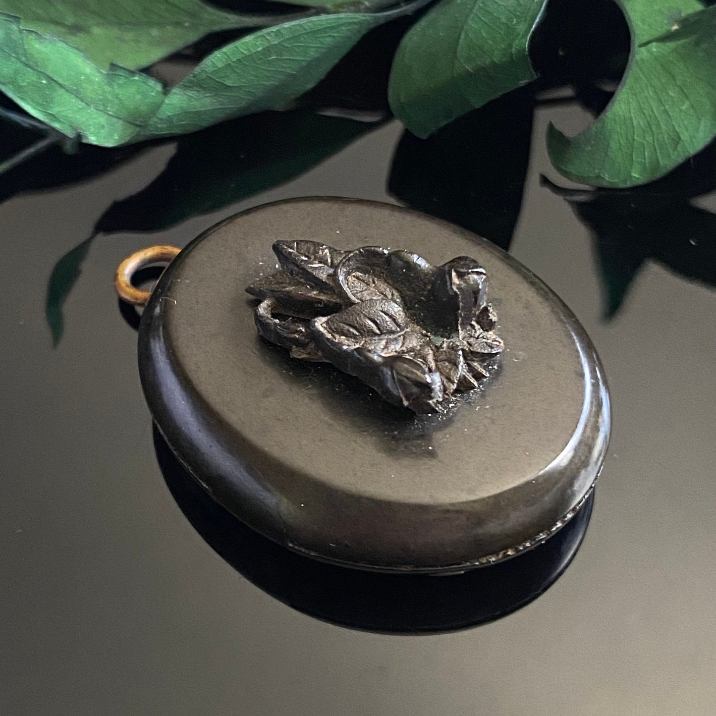 Antique Victorian Gutta Percha Flower Locket