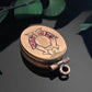 Antique Victorian Gold Filled Pink Paste Lyre Oval Fob Locket