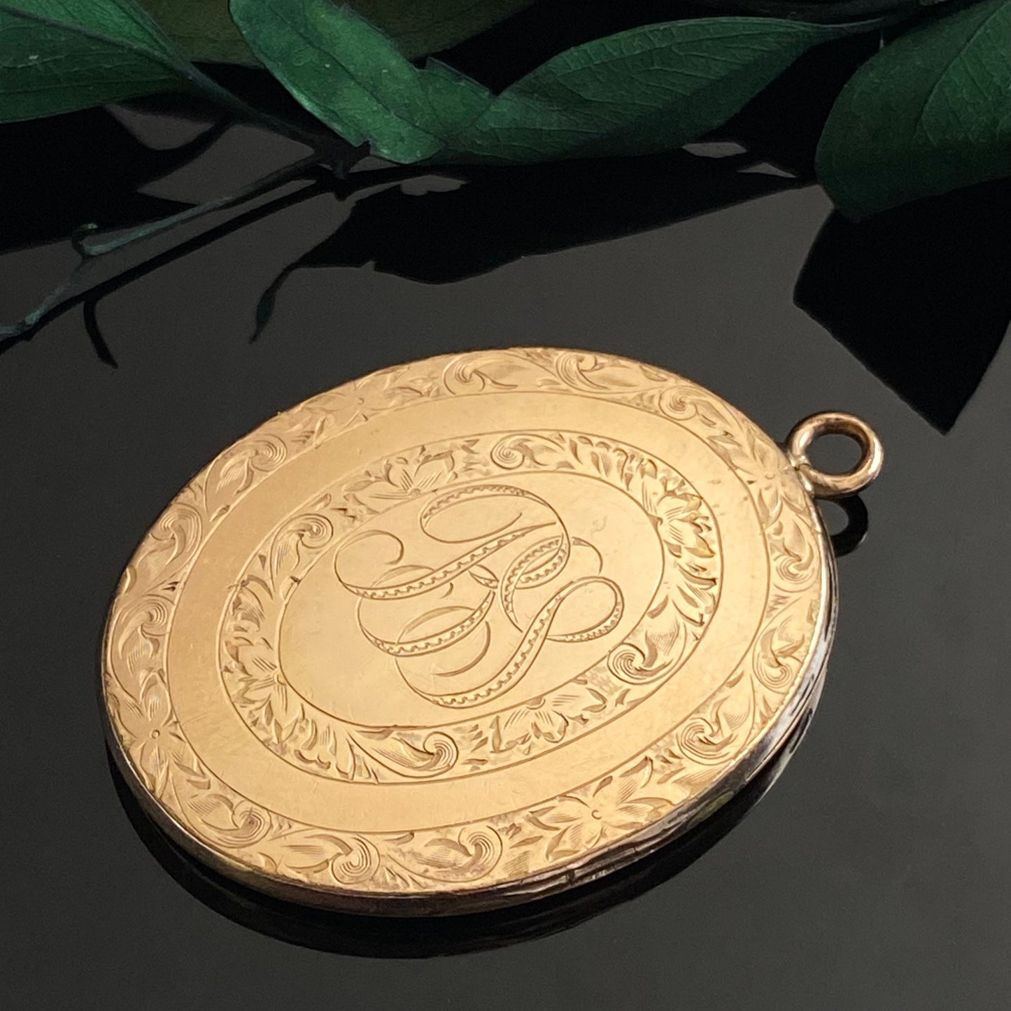Antique Large Oval Gold Filled Monogram Locket