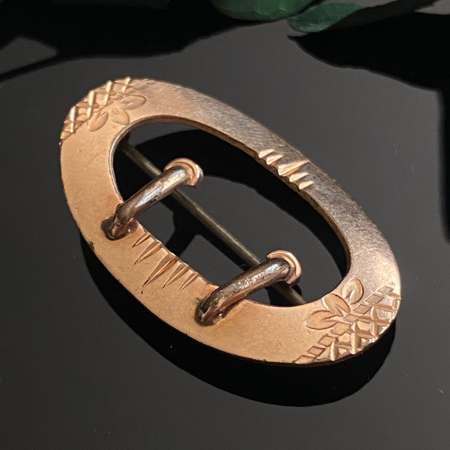Antique Victorian Gold Filled Belt Buckle Brooch