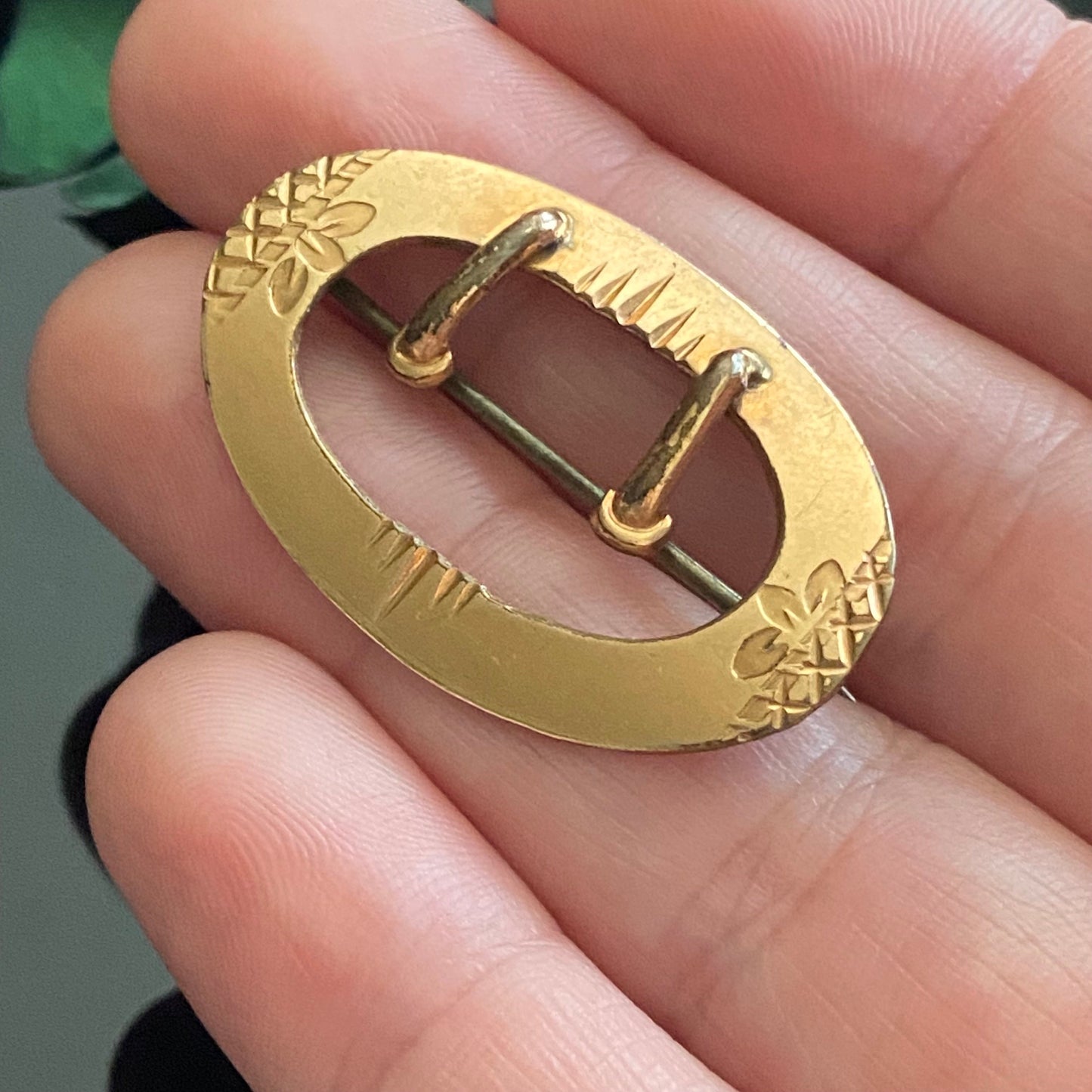 Antique Victorian Gold Filled Belt Buckle Brooch