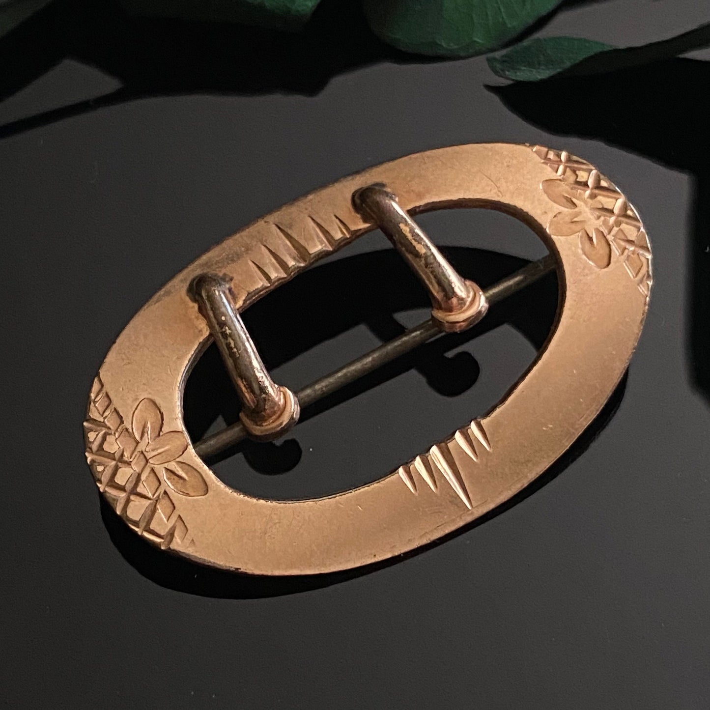 Antique Victorian Gold Filled Belt Buckle Brooch