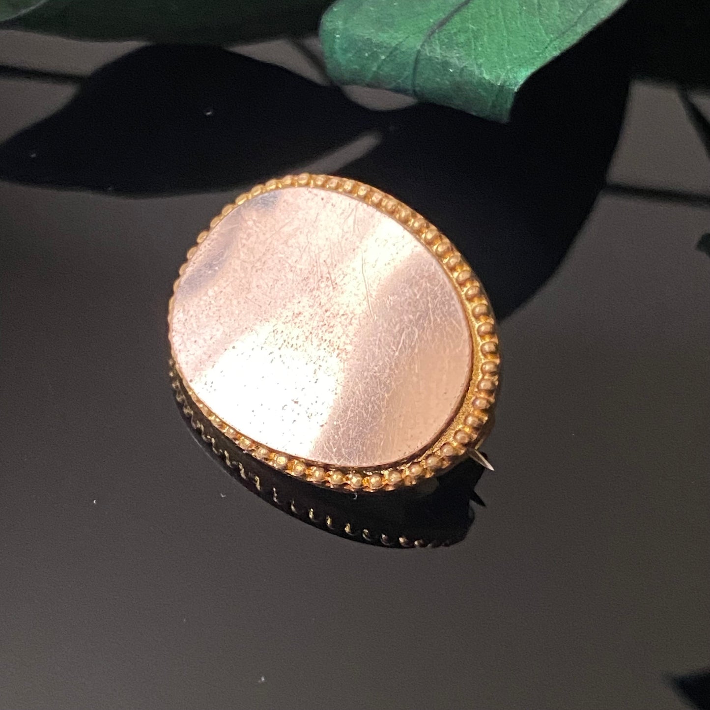 Antique Petite Oval Blank Monogram Rose Gold Filled Pin