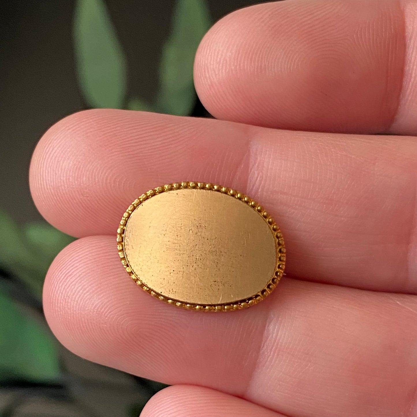 Antique Petite Oval Blank Monogram Rose Gold Filled Pin