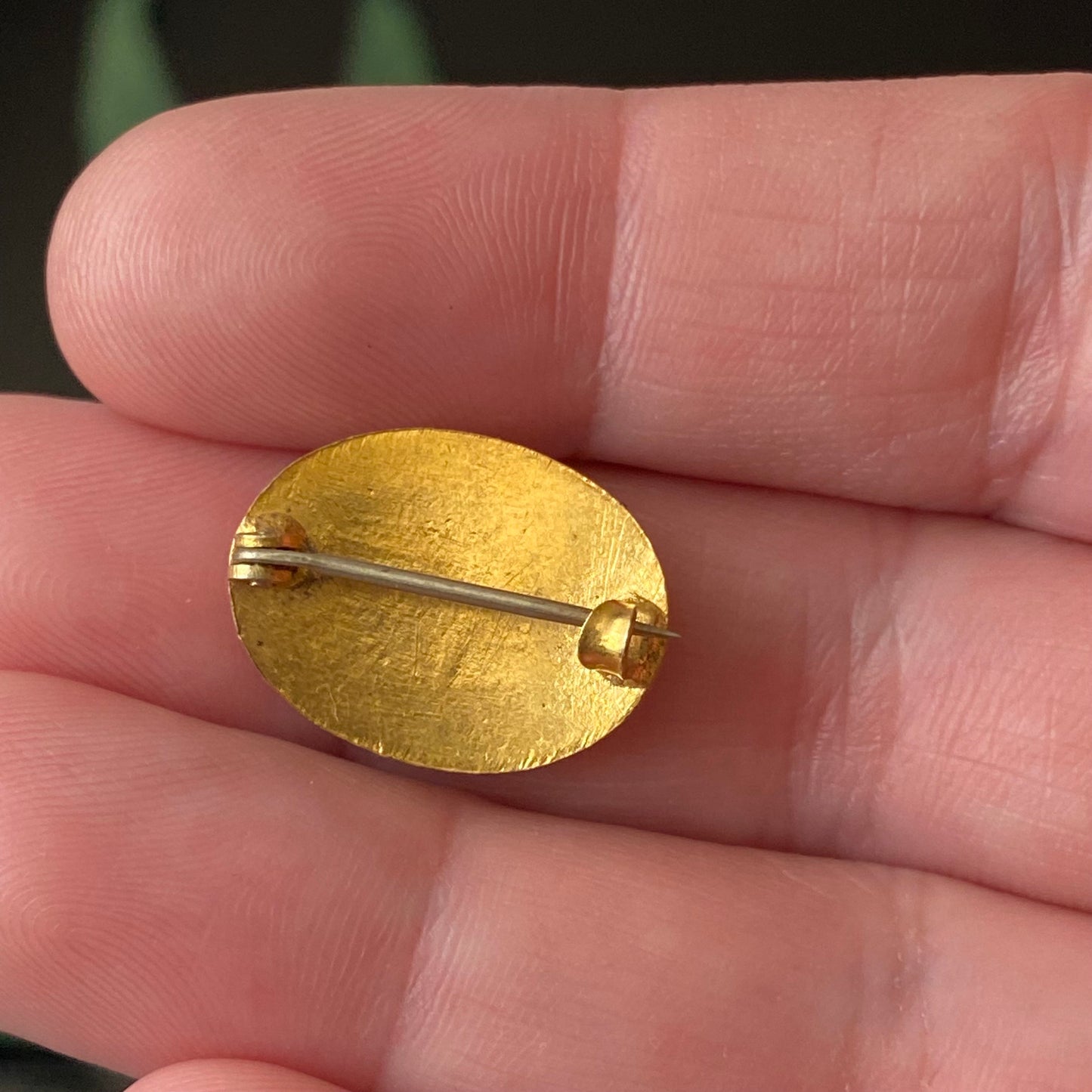Antique Petite Oval Blank Monogram Rose Gold Filled Pin