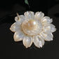 Vintage Carved Mother of Pearl Flower Pendant