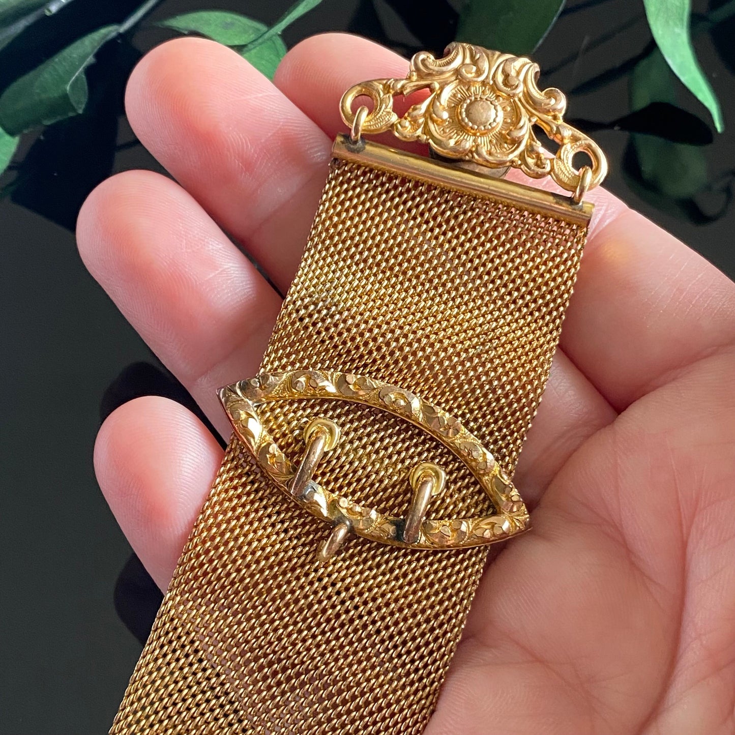 Antique Victorian Gold Filled Mesh Watch Fob Chain