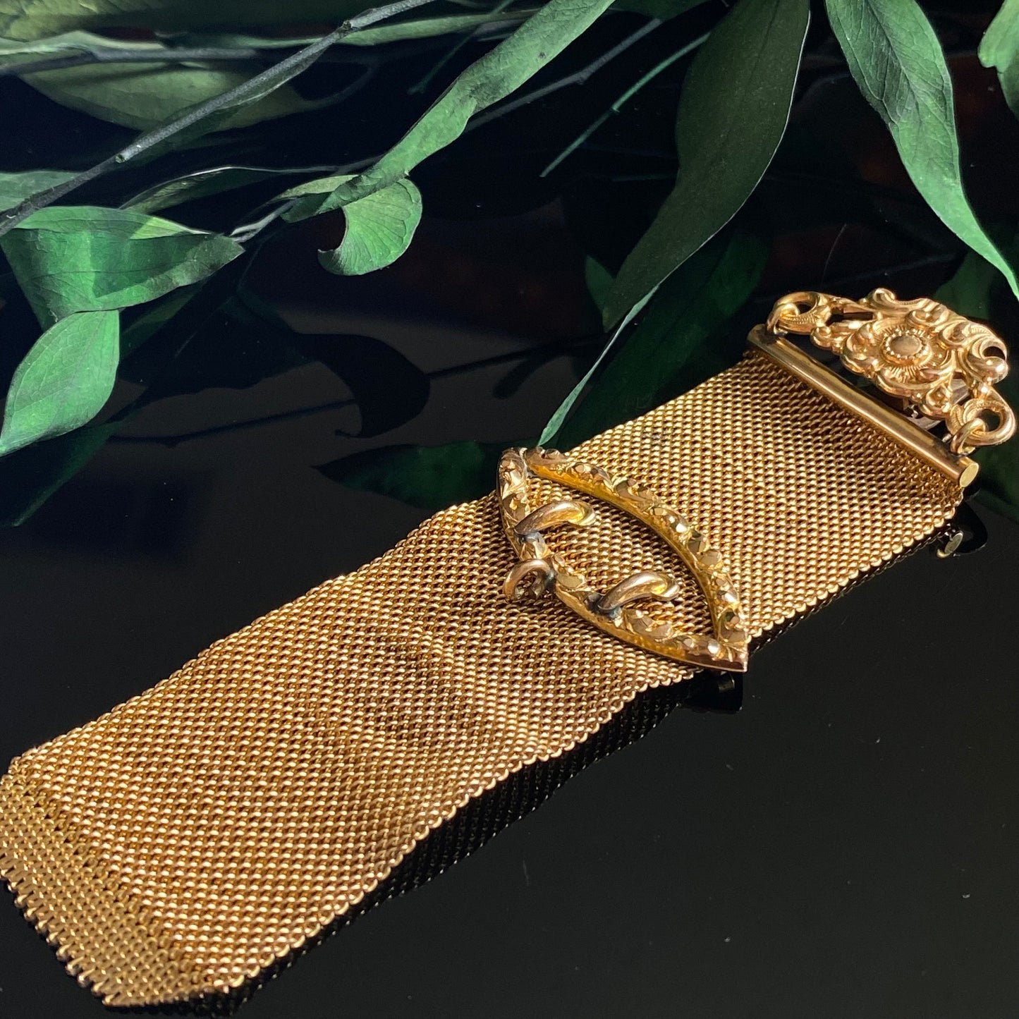 Antique Victorian Gold Filled Mesh Watch Fob Chain
