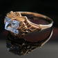 Vintage Light Blue Lab Spinel Baguette Filigree Ring Size 6.5