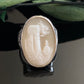Antique 18k White Gold Rebecca at the Well Shell Cameo Ring | Size 7 | 7.6 Grams