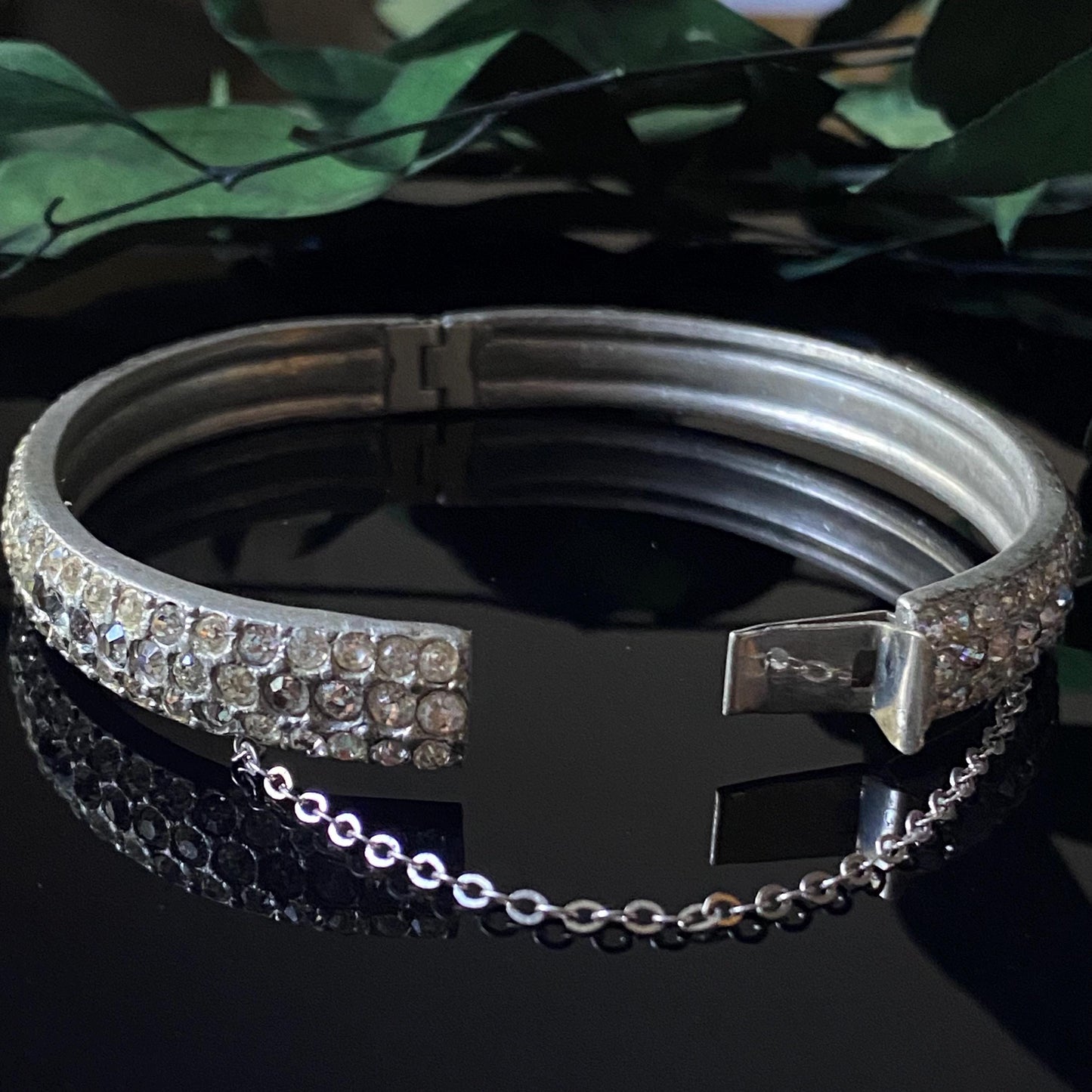 Vintage Pot Metal Rhinestone Bangle