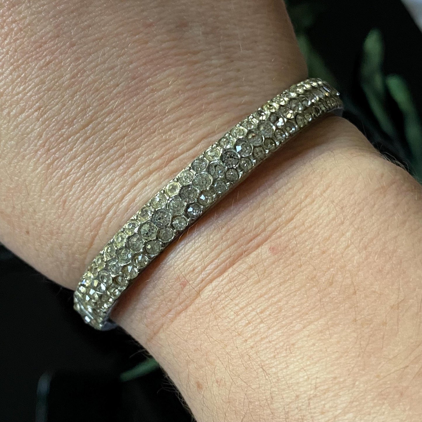 Vintage Pot Metal Rhinestone Bangle
