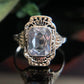 Art Deco 14k White Gold Filigree Emerald Cut Light Blue Lab Spinel Ring Size 5.75