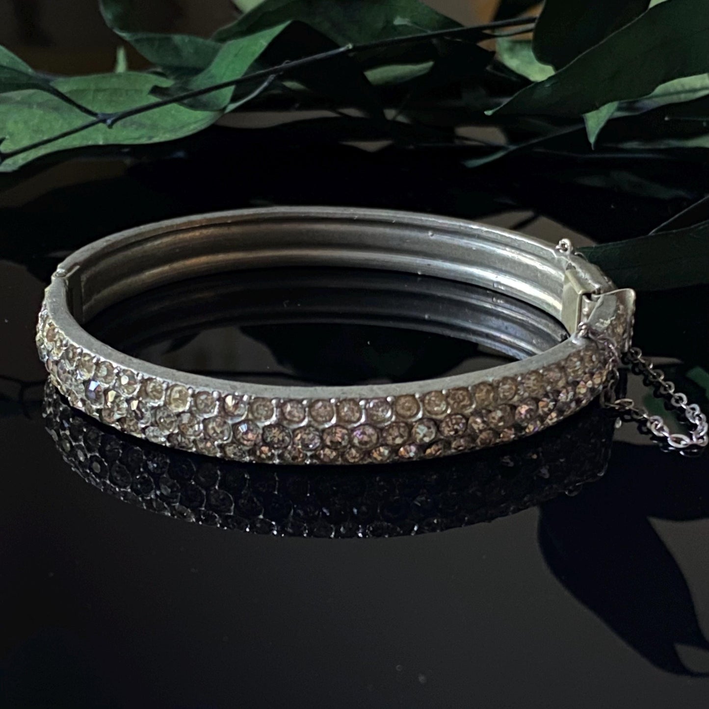 Vintage Pot Metal Rhinestone Bangle