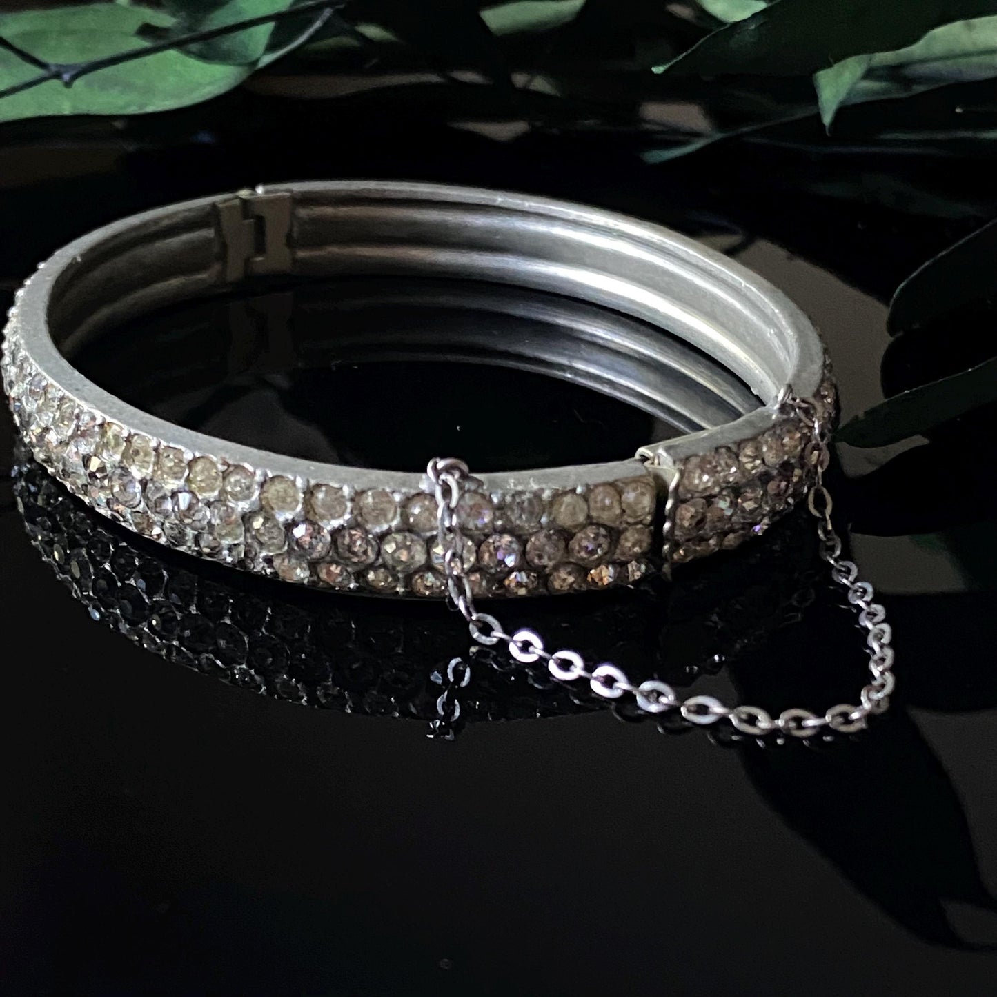 Vintage Pot Metal Rhinestone Bangle