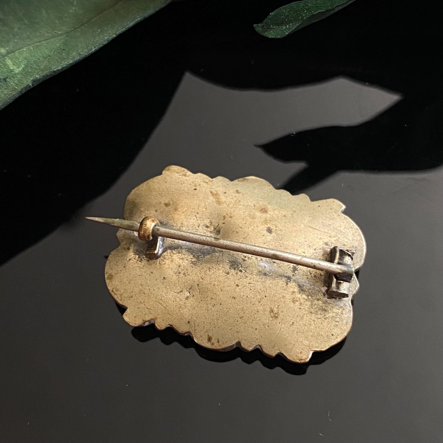 Antique Georgian Victorian Glass Hair Brooch