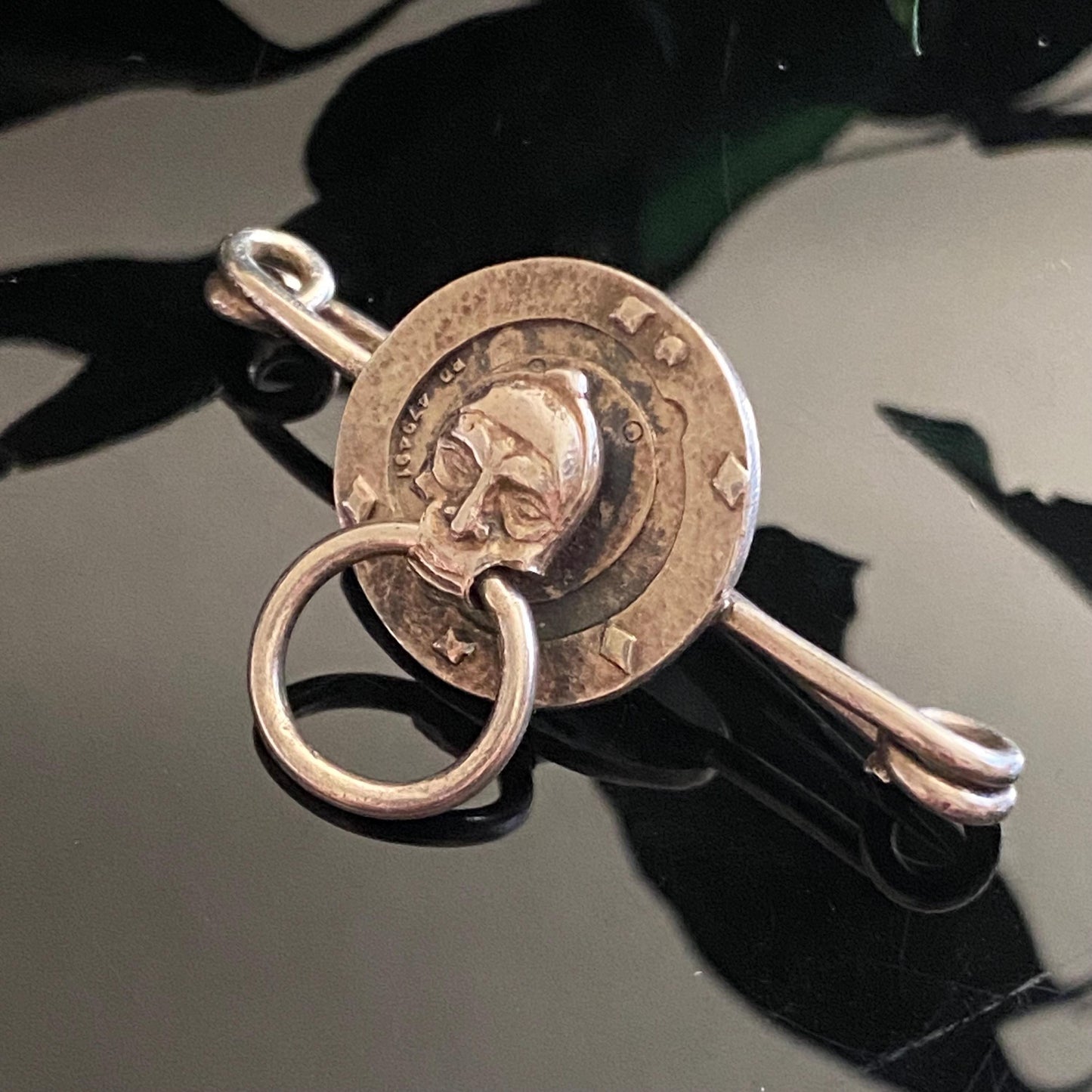 Antique Edwardian Sterling Silver Doorknocker PIn Brooch