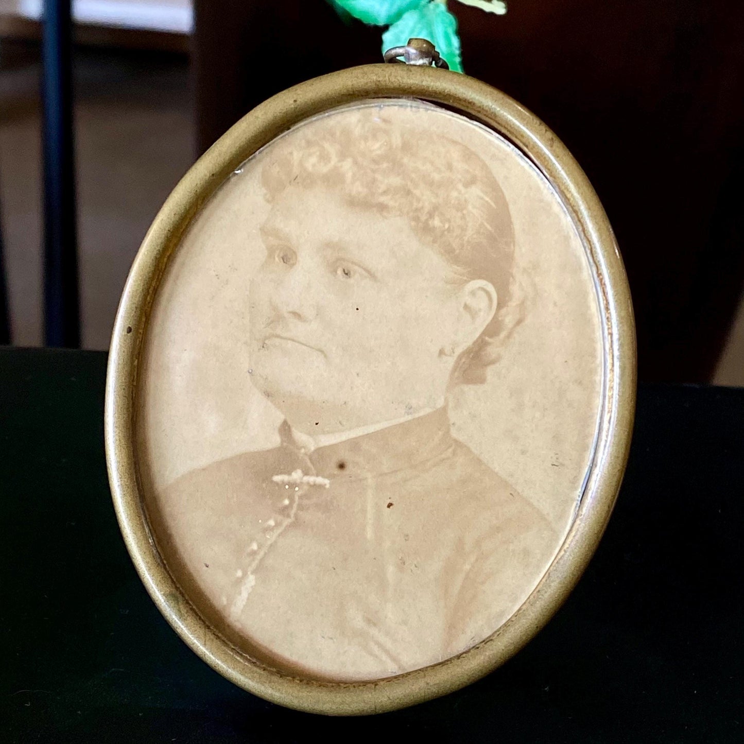 Antique Victorian Woman Photograph in Brass Frame