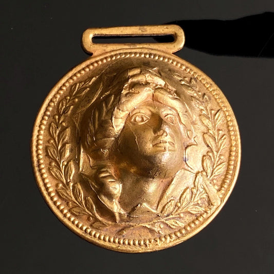 Antique Repousse Gibson Girl Fob Charm for Leather or Ribbon