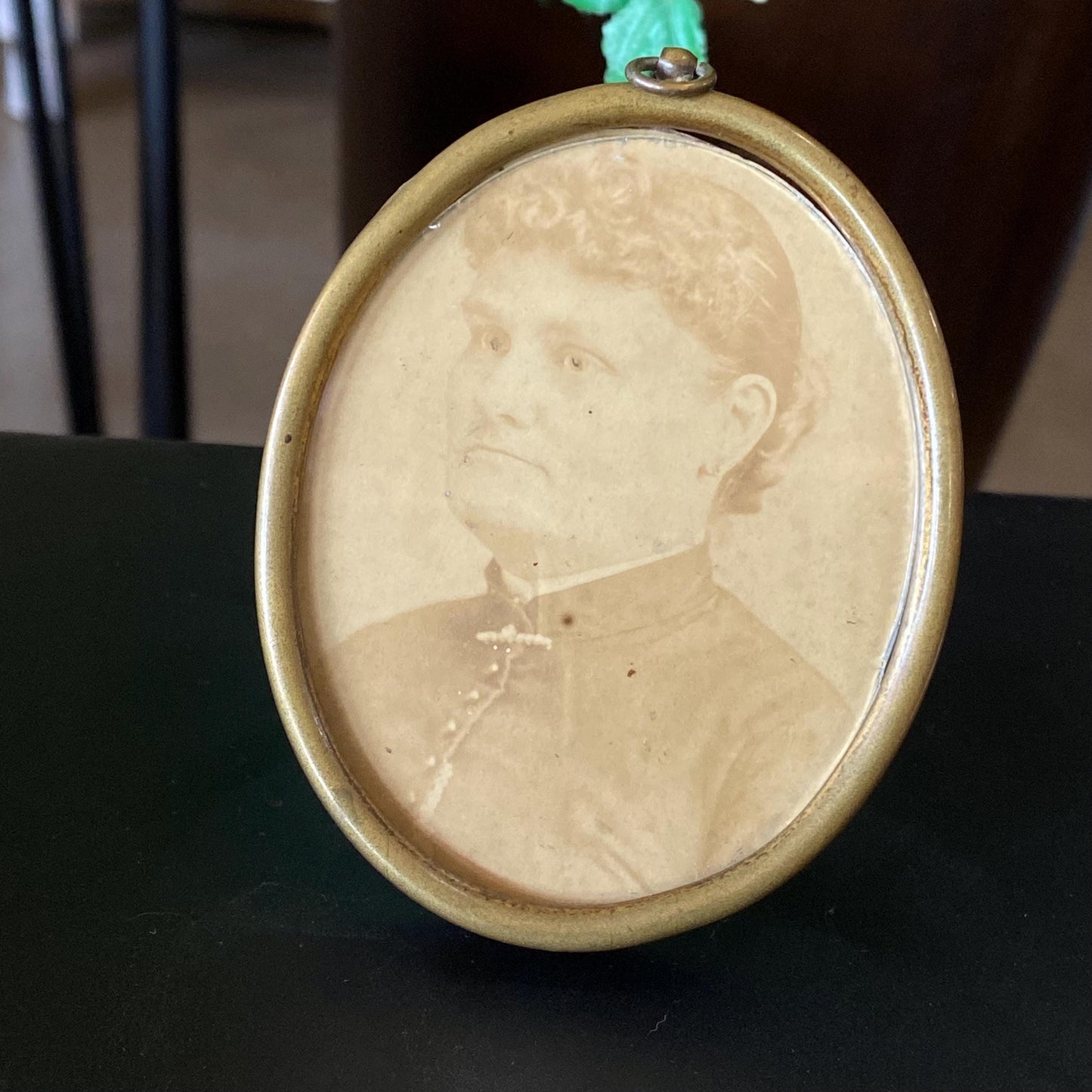Antique Victorian Woman Photograph in Brass Frame