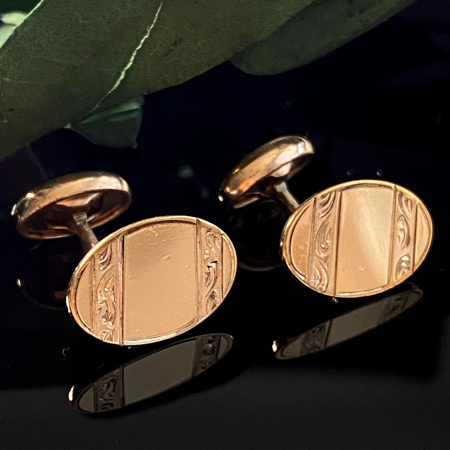 Antique Victorian Oval Gold Filled Oval Blank Monogram Cufflinks