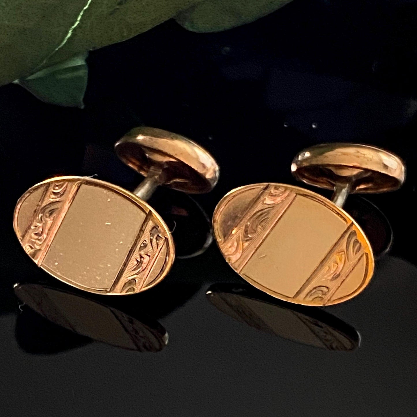 Antique Victorian Oval Gold Filled Oval Blank Monogram Cufflinks