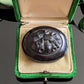 Antique Victorian Gutta Percha Oval Acorn Mourning Brooch