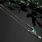 Antique Art Deco Peking Glass Silver Plated Filigree Drop Necklace 16"