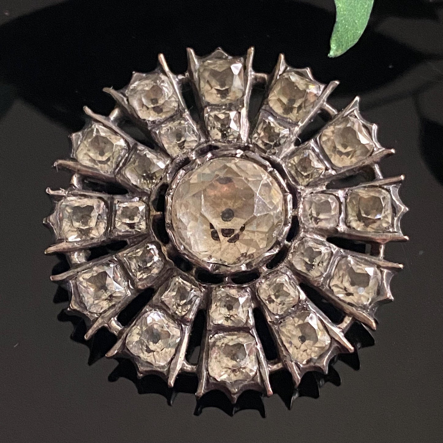 Antique Georgian Black Dot Paste Silver Brooch