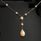 Antique Vintage Sterling Silver Glass Pearl Drop Necklace 16"