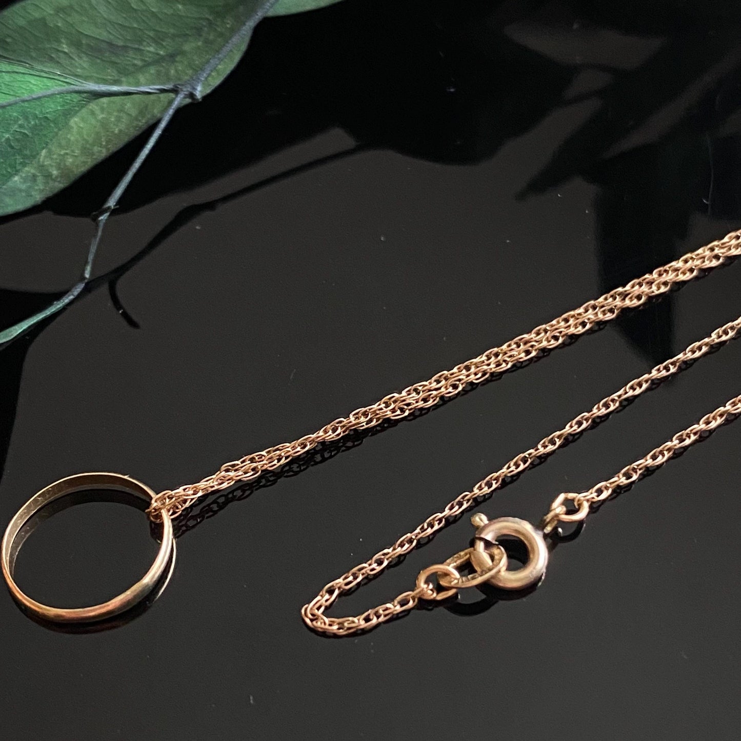 Vintage 10k Gold Baby Ring on Gold Plated Krementz Chain Necklace 18”