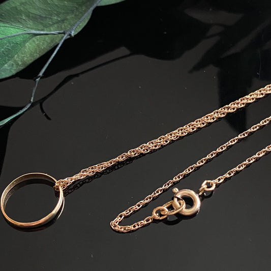 Vintage 10k Gold Baby Ring on Gold Plated Krementz Chain Necklace 18”