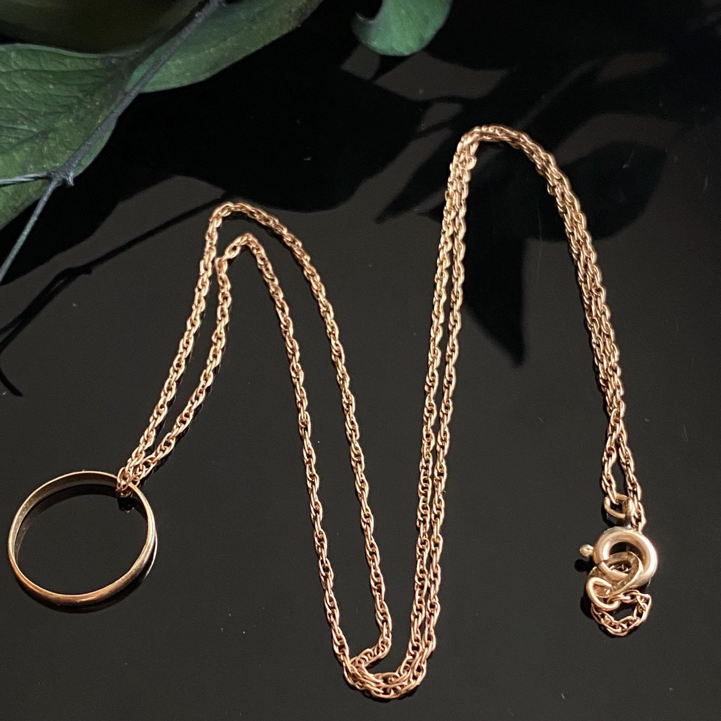 Vintage 10k Gold Baby Ring on Gold Plated Krementz Chain Necklace 18”