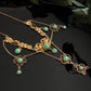 Antique Art Nouveau Gold Filled Green Glass Festoon Necklace