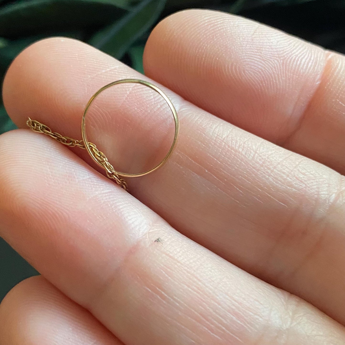 Vintage 10k Gold Baby Ring on Gold Plated Krementz Chain Necklace 18”