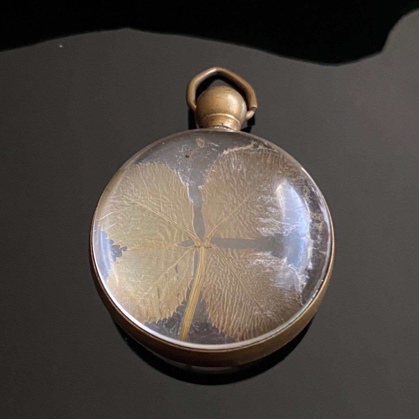 Vintage Lucky Four Leaf Clover Lucite Bobble Fob Charm