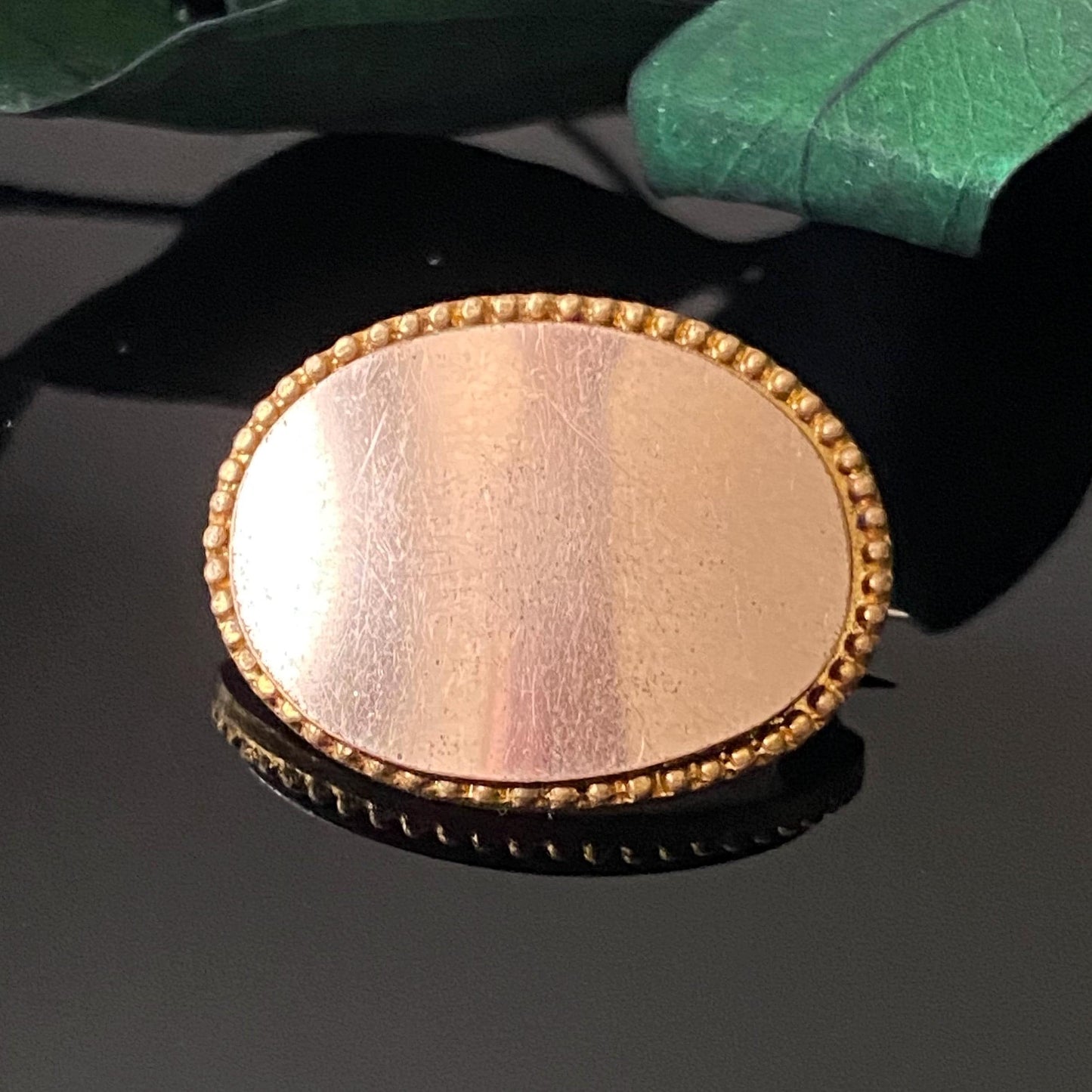 Antique Petite Oval Blank Monogram Rose Gold Filled Pin