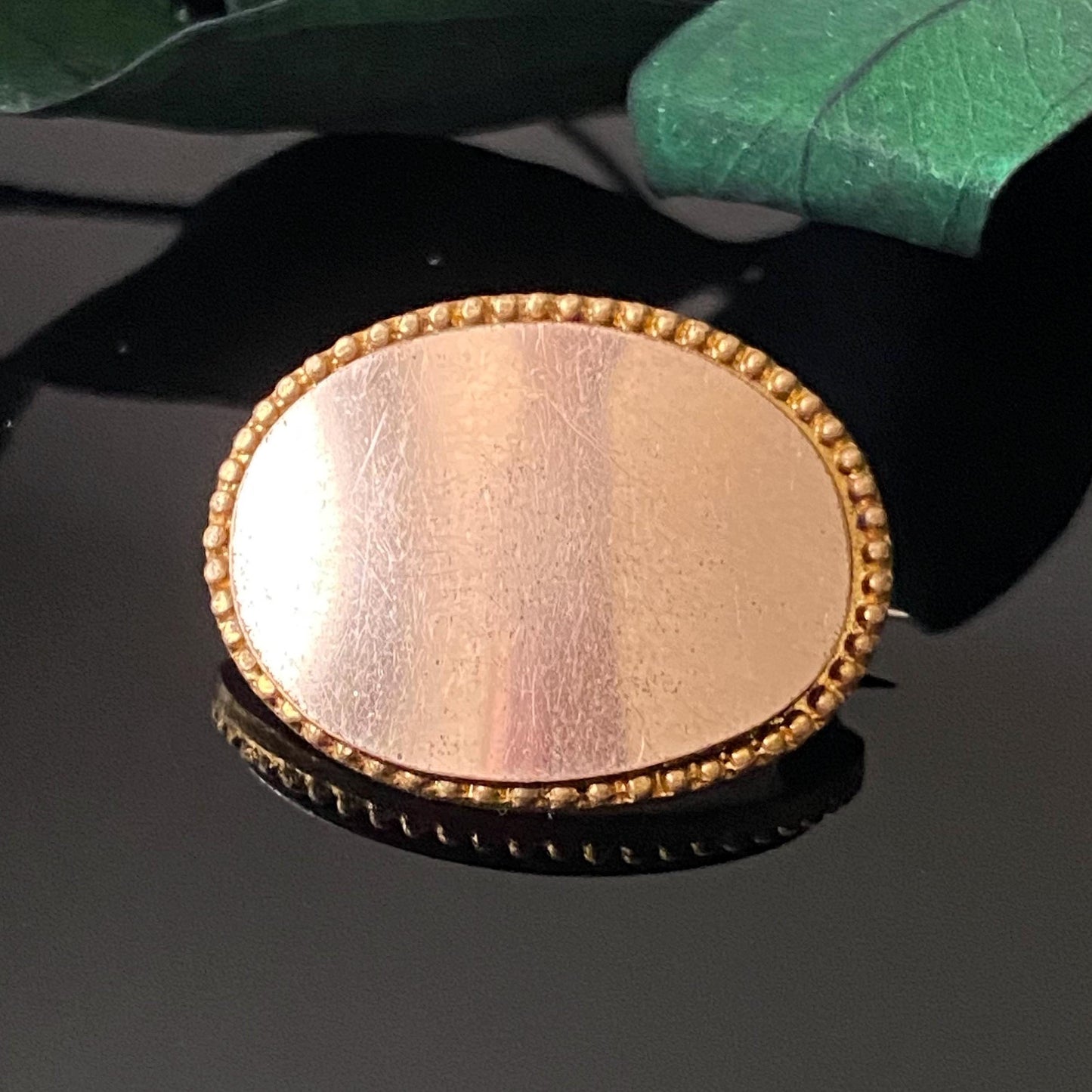 Antique Petite Oval Blank Monogram Gold Filled Pin