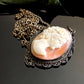 Antique Vintage Shell Cameo Filigree Pendant Necklace