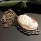 Antique Vintage Shell Cameo Filigree Pendant Necklace