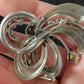 Vintage Silver Metal Green Rhinestone Ribbon Brooch | Retro 1940s-1950s