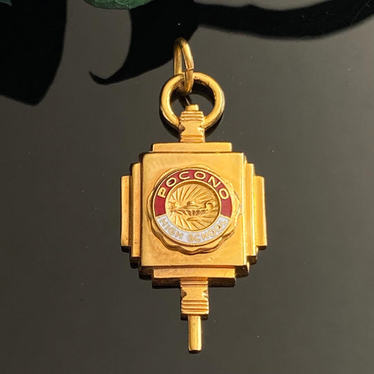 Vintage Enamel Pocono High School Key Charm Pendant