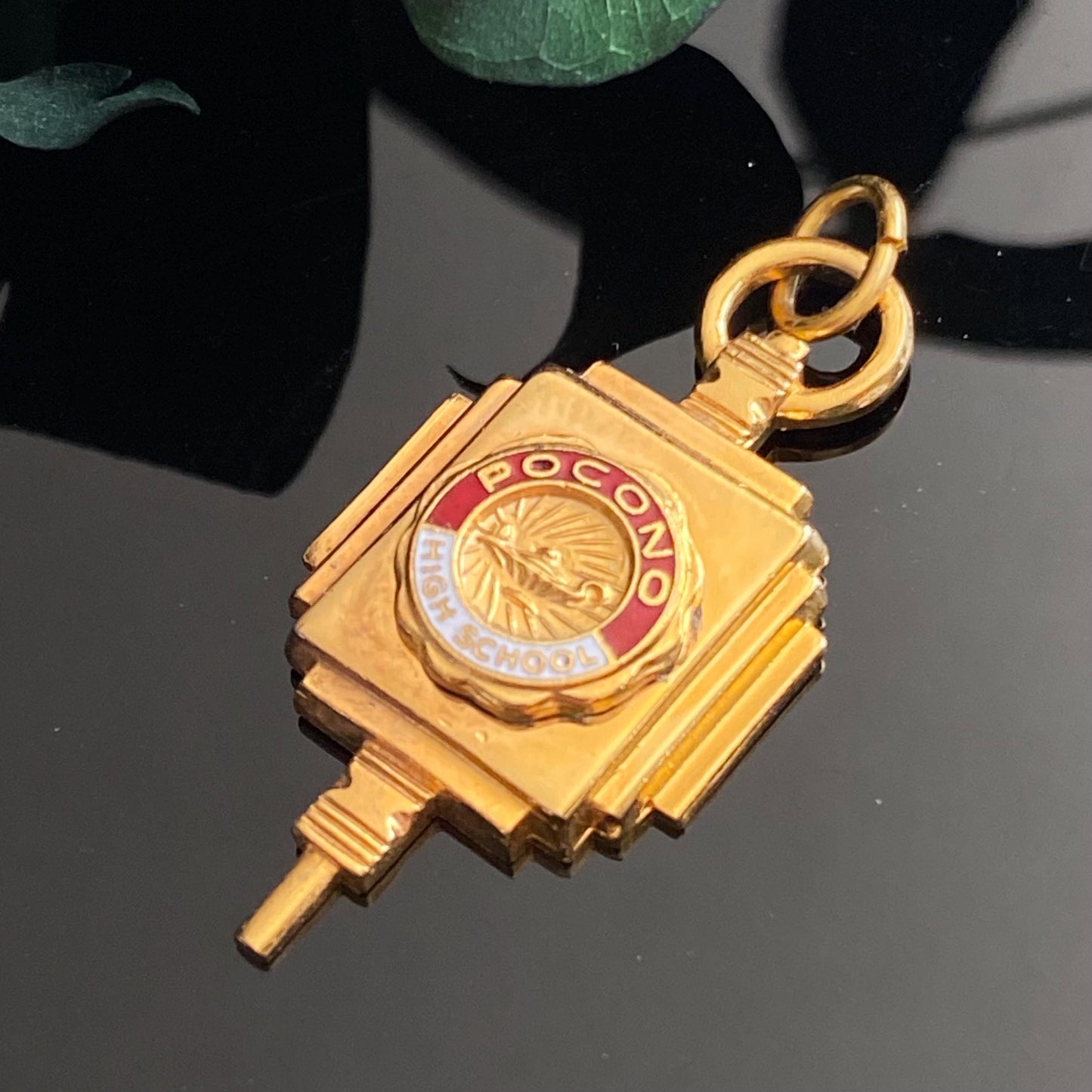 Vintage Enamel Pocono High School Key Charm Pendant