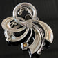 Vintage Silver Metal Green Rhinestone Ribbon Brooch | Retro 1940s-1950s