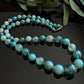 Vintage Gradiated Iridescent Round Blue Bead Necklace 22”