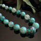 Vintage Gradiated Iridescent Round Blue Bead Necklace 22”