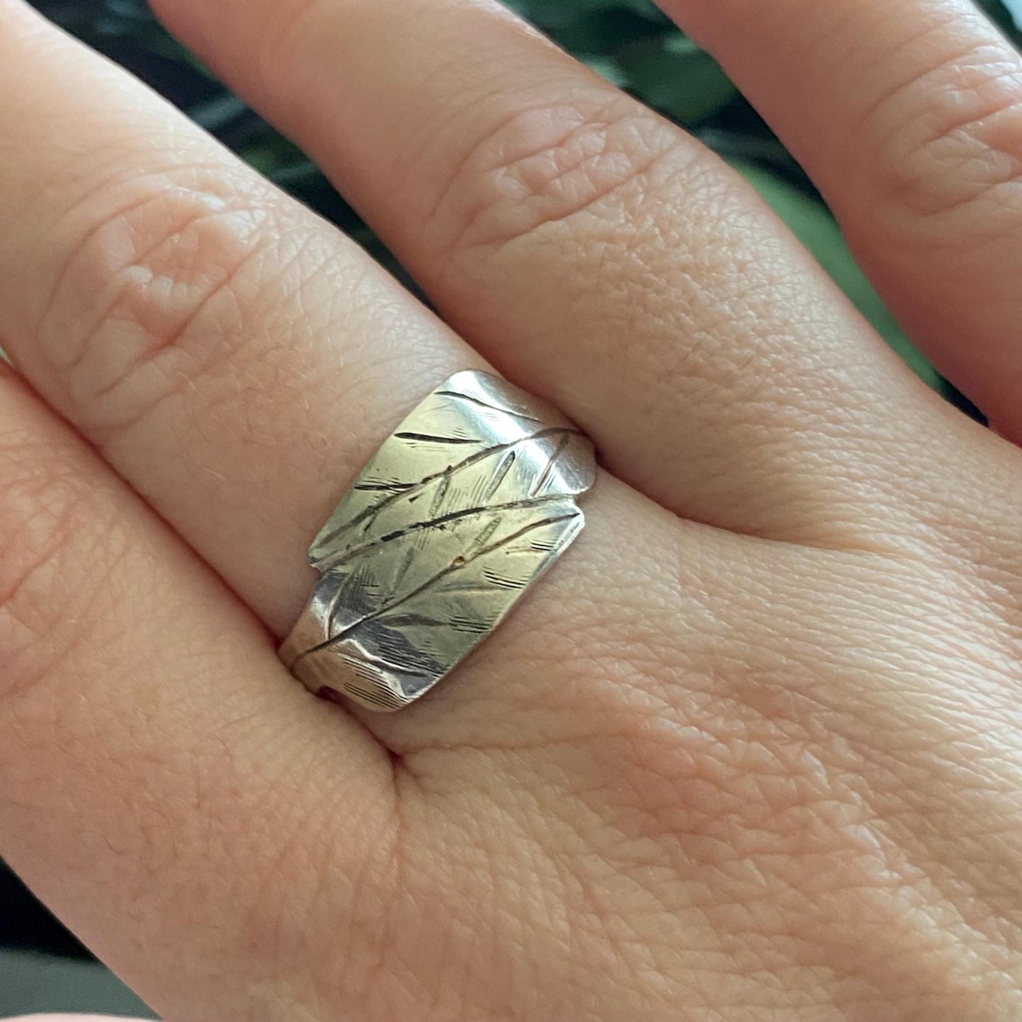 Vintage 925 Sterling Silver Artisan Double Leaf Wrap Ring Size 10