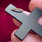 Antique Victorian Large French Jet Glass Mourning Cross