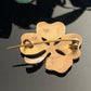Antique Green Guilloche Enamel Lucky Four Leaf Clover Pin Brooch
